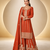 Orange chinon readymade plazzo suit with embroidery sequence work