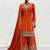 Orange chinon readymade plazzo suit with embroidery sequence work