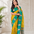 mustard yellow color zari weaves motifs in border and contrast pallu and designer chaap border silk blend saree