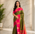olive green color zari weaves motifs in border and contrast pallu and designer chaap border silk blend saree