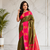 olive green color zari weaves motifs in border and contrast pallu and designer chaap border silk blend saree
