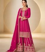 Rani chinon readymade plazzo suit with embroidery sequence work