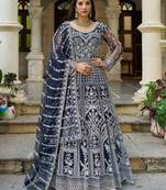 Navy net readymade anarkali suit with dimaond & embroidery work