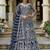 Navy net readymade anarkali suit with dimaond & embroidery work