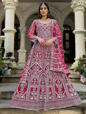 Rani net readymade anarkali suit with dimaond & embroidery work 1
