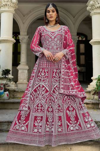 Rani net readymade anarkali suit with dimaond & embroidery work