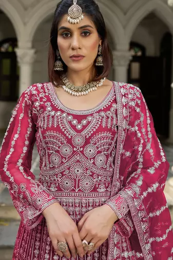 Rani net readymade anarkali suit with dimaond & embroidery work