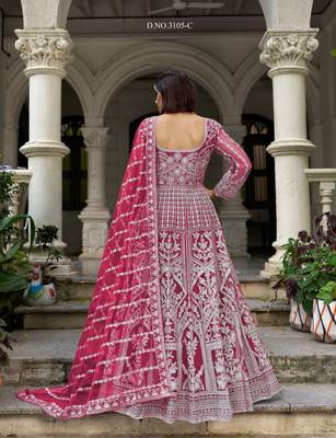 Rani net readymade anarkali suit with dimaond & embroidery work 3