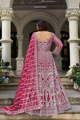 Rani net readymade anarkali suit with dimaond & embroidery work