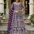 Purple net readymade anarkali suit with dimaond & embroidery work