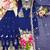 navy blue color embroidery sequin work faux georgette kurti sharara set