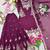 plum color embroidery sequin work faux georgette kurti sharara set