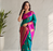 green color zari weaves motifs in border and contrast pallu and designer chaap border silk blend saree