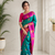 green color zari weaves motifs in border and contrast pallu and designer chaap border silk blend saree