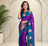violet color zari weaves motifs in border and contrast pallu and designer chaap border silk blend saree