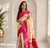 white color zari weaves motifs in border and contrast pallu and designer chaap border silk blend saree