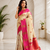 white color zari weaves motifs in border and contrast pallu and designer chaap border silk blend saree