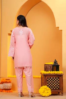 Pink Mal cotton embroidered 3 pcs kurta set 2