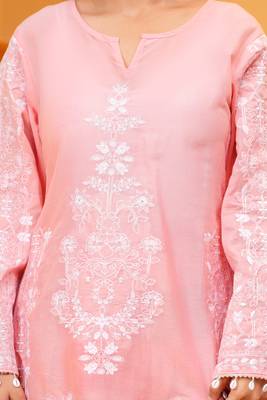 Pink Mal cotton embroidered 3 pcs kurta set 4