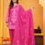 Mal cotton embroidered 3 pcs kurti-farsi salwar-dupatta set in dark pink color