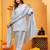 Grey Mal cotton embroidered 3 pcs kurta set