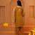 Cotton embroidered 3 pcs kurti-farsi salwar-dupatta set in mustard color
