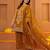 Cotton embroidered 3 pcs kurti-farsi salwar-dupatta set in mustard color