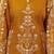 Cotton embroidered 3 pcs kurti-farsi salwar-dupatta set in mustard color
