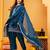 Blue Cotton embroidered 3 pcs kurta set 