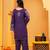 Purple Cotton embroidered 3 pcs kurta set 