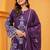 Purple Cotton embroidered 3 pcs kurta set 