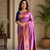 lavender color rich weaved pallu along polka design zari silk blend saree