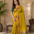 mustard yellow color rich weaved pallu along polka design zari silk blend saree