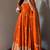 orange color sequin embroidery silk blend gown set