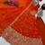 orange color sequin embroidery silk blend gown set