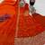 orange color sequin embroidery silk blend gown set