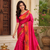 rani pink color rich weaved pallu along polka design zari silk blend saree