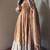 peach color sequin embroidery silk blend gown set