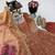 peach color sequin embroidery silk blend gown set