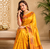 yellow color rich weaved pallu along polka design zari silk blend saree