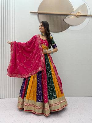Multi Embroidery Thread and sequin Work Silk Blend Silk Blend Lehenga Choli Set 1