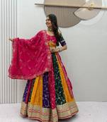 Multi Embroidery Thread and sequin Work Silk Blend Silk Blend Lehenga Choli Set