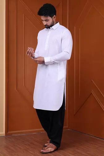 W & g slik blend full sleeve pathani set for men's