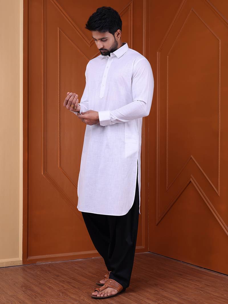 W & g slik blend full sleeve pathani set for men's