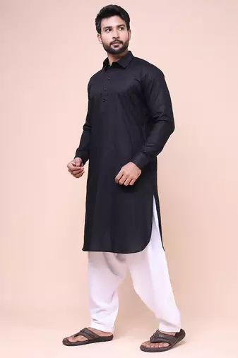 W & g slik blend full sleeve pathani set for men's