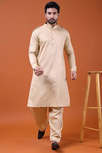 W & g slik blend full sleeve pathani set for men's