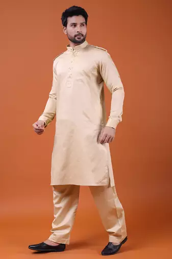 W & g slik blend full sleeve pathani set for men's