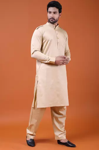 W & g slik blend full sleeve pathani set for men's