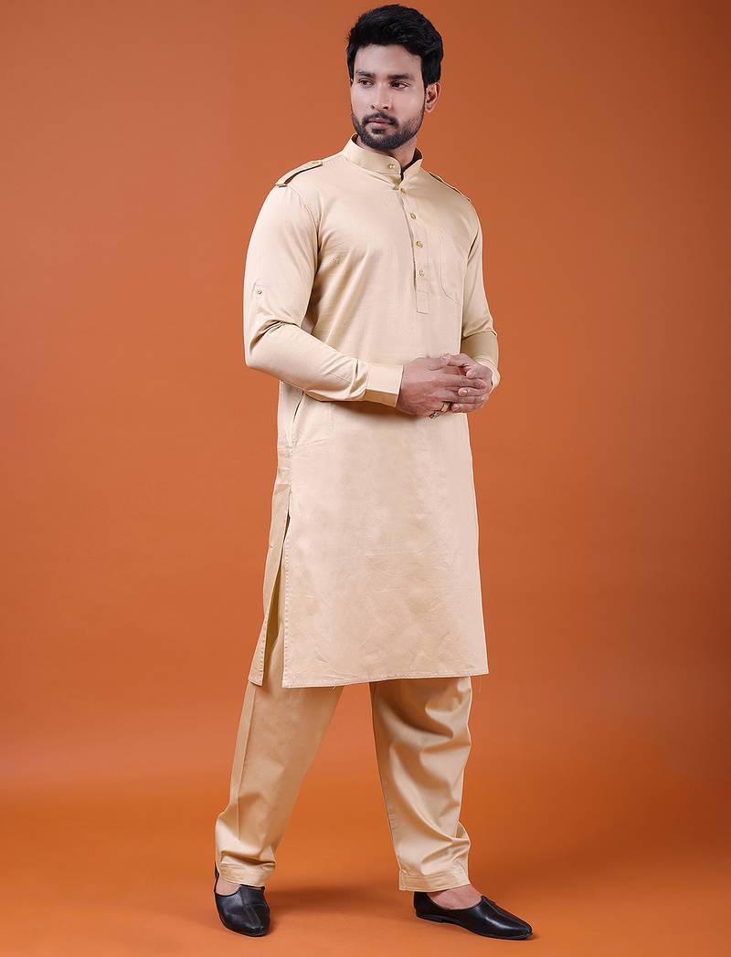 W & g slik blend full sleeve pathani set for men's
