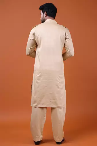 W & g slik blend full sleeve pathani set for men's